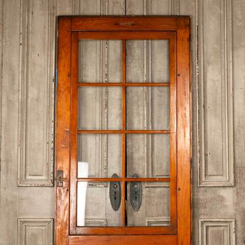 #50069 36x81 Antique 9 Lite Pine Wood Storm Door image 2