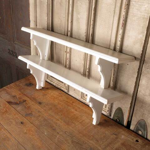 #50174 Painted Wood Two Tier Wall Mount Shelf image 3