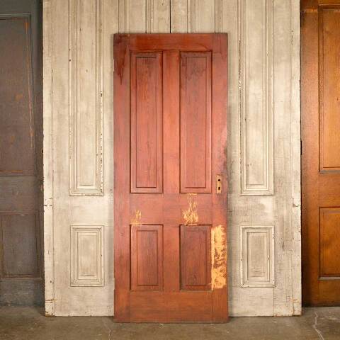 #50357 32x80 Antique 4 Panel Pine Interior Door image 4