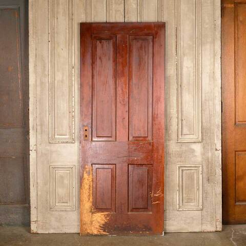 #50359 32x80 Antique 4 Panel Pine Interior Door image 4