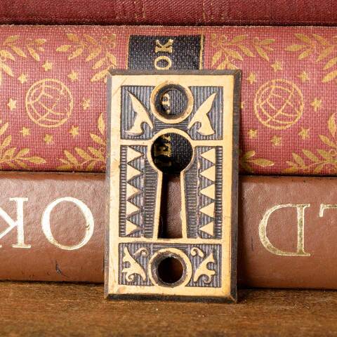 #50363 Antique Ornate Brass Keyhole Escutcheon image 3