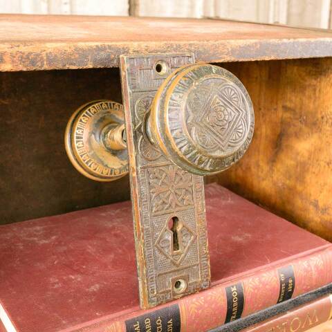 #50364 Antique Ornate Brass Door Hardware Set image 4