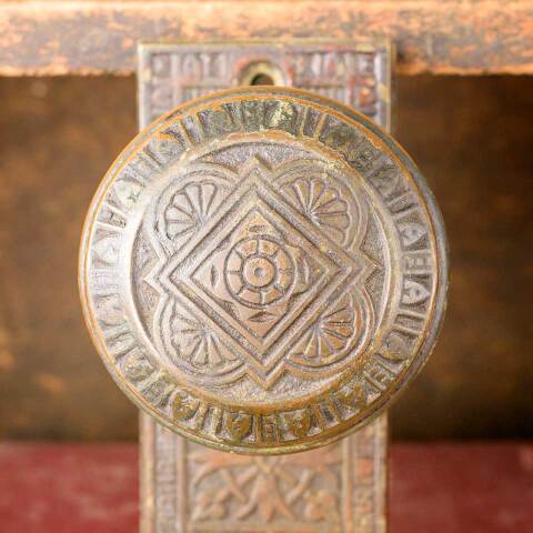 #50364 Antique Ornate Brass Door Hardware Set image 5