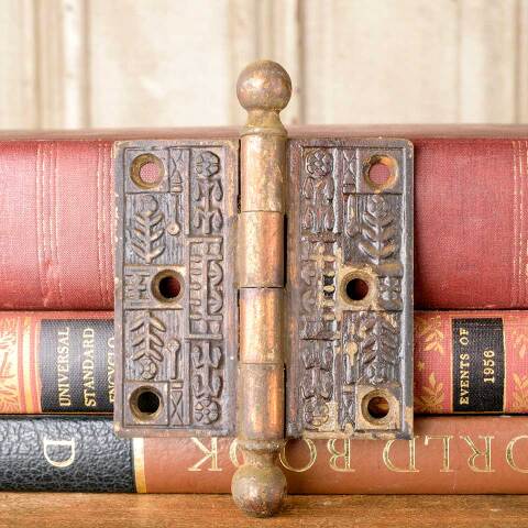 #50366 3" Antique Ornate Cast Iron Door Hinge image 2