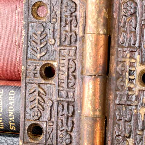 #50366 3" Antique Ornate Cast Iron Door Hinge image 3