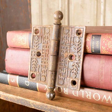 #50367 3 1/2" Antique Ornate Cast Iron Door Hinge image 2