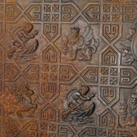 #50391 Antique Cast Iron Fireplace Fireback Panels image 4