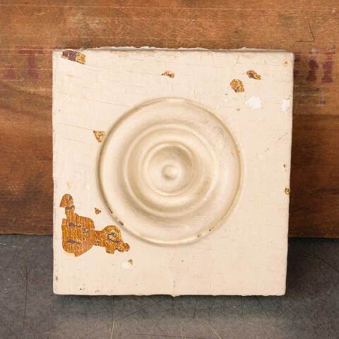 #50453 Antique Painted Wood Rosette Trim Block image 3