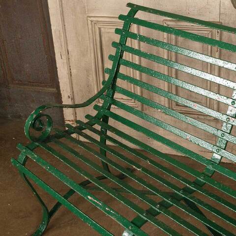 #50527 Antique Painted Wrought Iron Garden Bench image 2