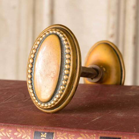 #50551 Antique Brass Oval Doorknob Hardware image 2