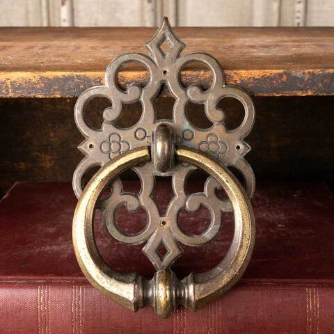 #50559 Vintage Ornate Brass Ring Drawer Pull Handle image 2