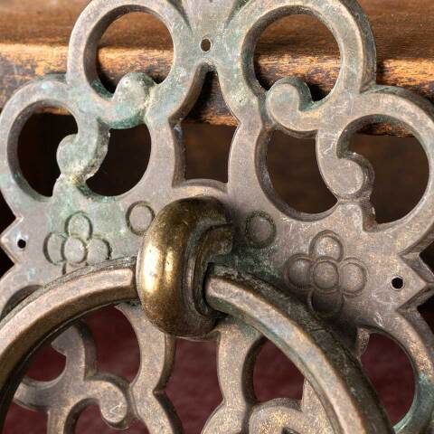 #50559 Vintage Ornate Brass Ring Drawer Pull Handle image 6