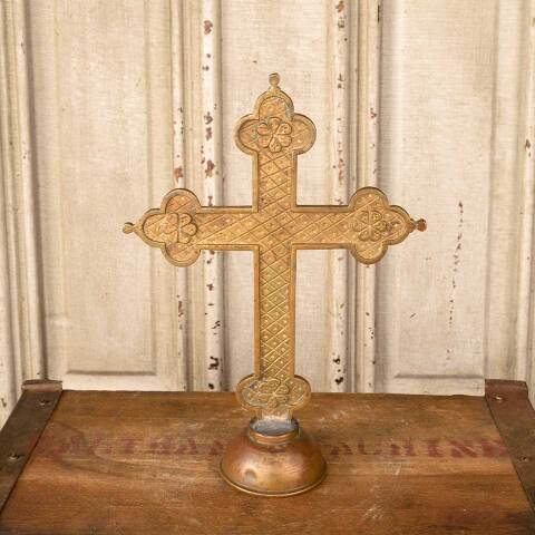 #50573 Vintage Brass Cross Finial image 5