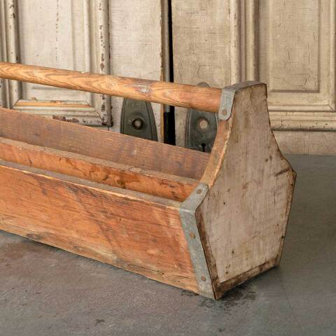 #50579 Long Antique Wood Caddy Tote Toolbox image 2