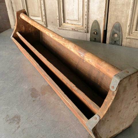 #50579 Long Antique Wood Caddy Tote Toolbox image 3