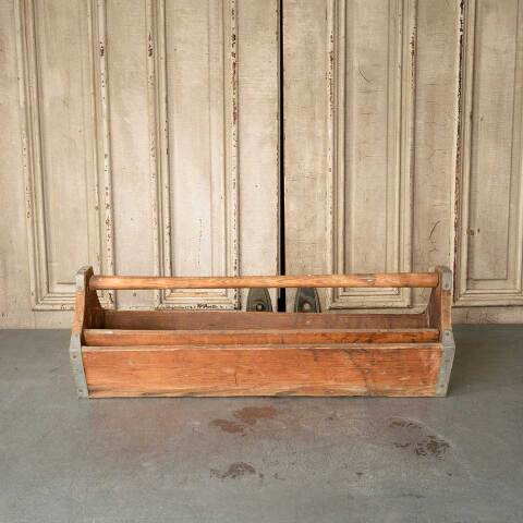 #50579 Long Antique Wood Caddy Tote Toolbox image 6
