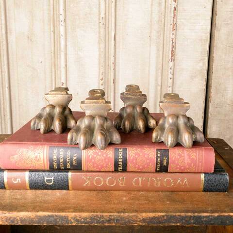 #50612 Set of Antique Brass Lion Paw Furniture Feet image 2