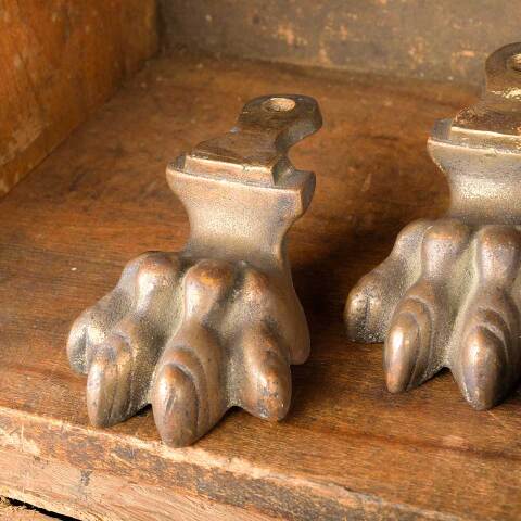 #50612 Set of Antique Brass Lion Paw Furniture Feet image 4