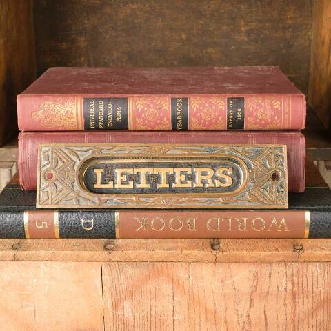 #50631 Salvaged Antique Brass LETTERS Mail Slot image 2