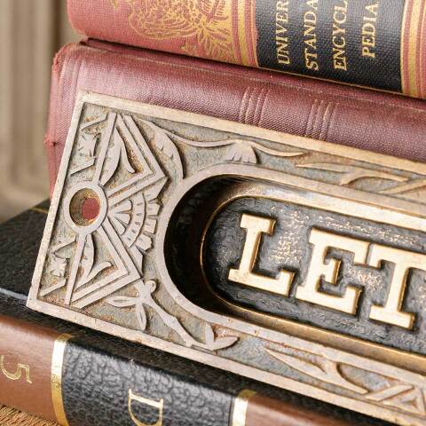 #50631 Salvaged Antique Brass LETTERS Mail Slot image 4