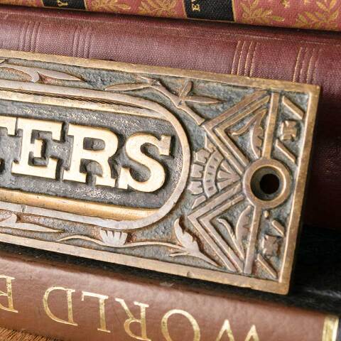 #50631 Salvaged Antique Brass LETTERS Mail Slot image 5