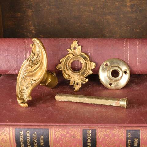#50637 Salvaged Ornate Brass Closet Doorknob Set image 5