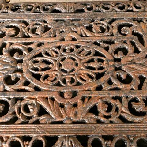 #50713 Antique Ornate Cast Iron Hinged Stove Top image 5