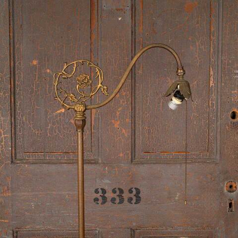 #50746 Antique Ornate Brass Floor Lamp image 2