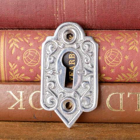 #50763 Ornate Antique Chrome Keyhole Escutcheon image 2