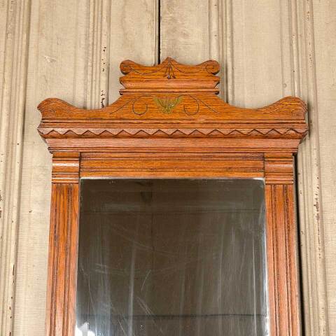 #50856 Antique Oak Victorian Beveled Glass Mirror image 2