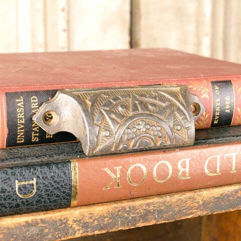 #50882 Antique Cast Iron Bin Pull Drawer Hardware image 3