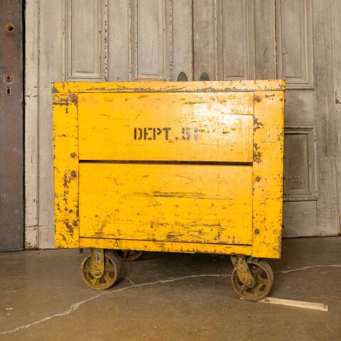 #50913 Antique Rolling Industrial Factory Cart image 6