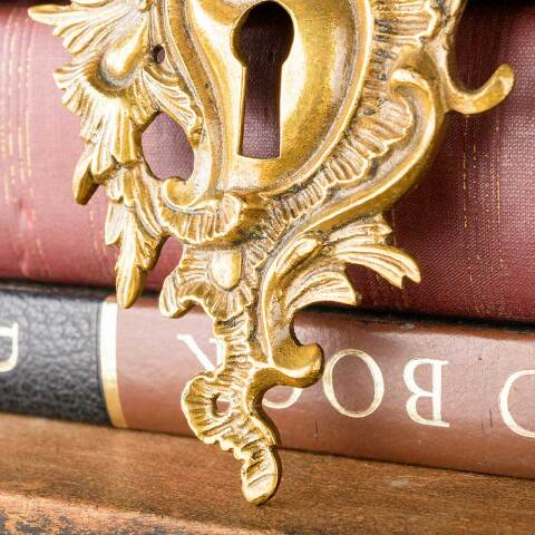 #50914 Solid Brass Rococo Style Keyhole Escutcheon image 3