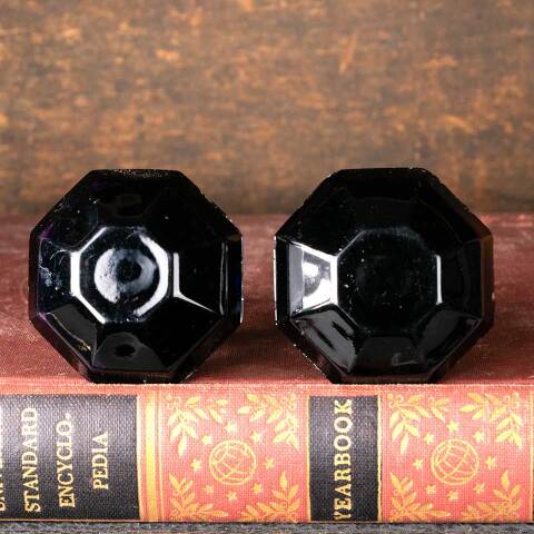 #50985 Antique Purple Glass & Brass Furniture Knobs image 2