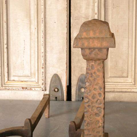 #51044 Set of Antique Cast Iron Fireplace Andirons image 3