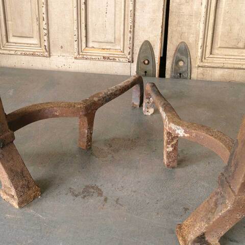 #51045 Set of 2 Antique Cast Iron Fireplace Andirons image 6