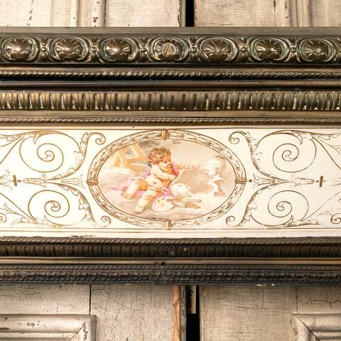 #51049 Antique Brass and Tile Fireplace Surround image 4