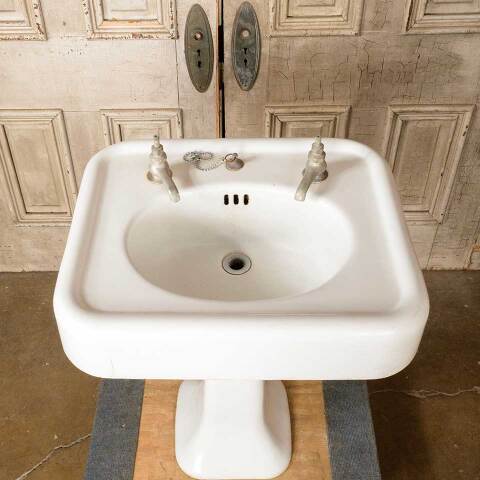 #51219 Antique Cast Iron Pedestal Bathroom Sink image 4