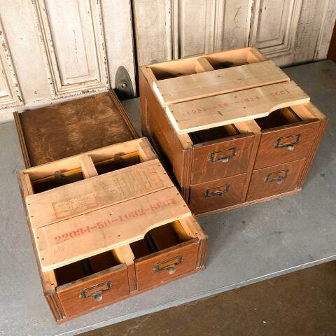 #51253 Small Antique Oak Stackable Card Catalog image 8