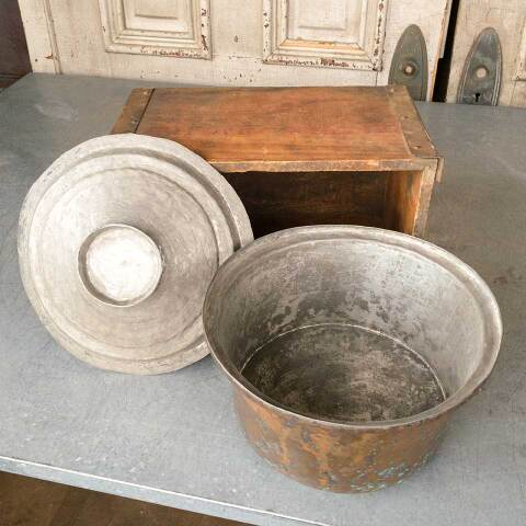 #51254 Antique Hammered Metal Pot with Lid image 5