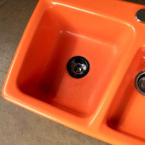 #51296 Vintage Orange Cast Iron Kitchen Sink image 2