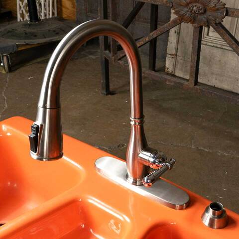 #51296 Vintage Orange Cast Iron Kitchen Sink image 5