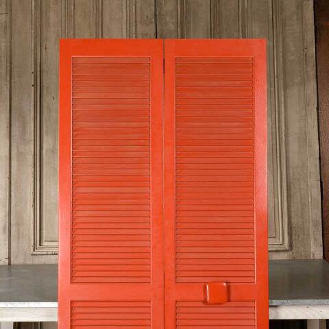 #51300 Vintage Mid-Century Louvered Wood Doors image 5