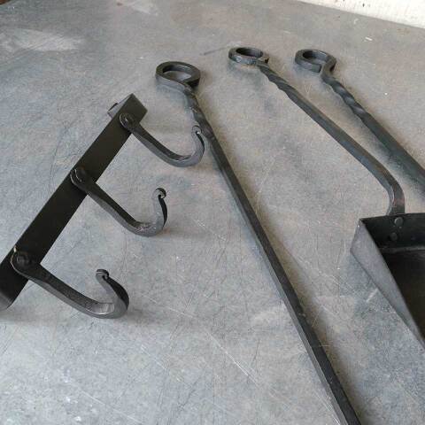 #51312 3 Piece Wall Mount Iron Fireplace Tool Set image 6
