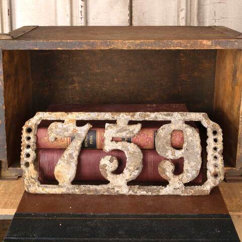 #51477 Antique Cast Iron 759 House Address Plaque image 2