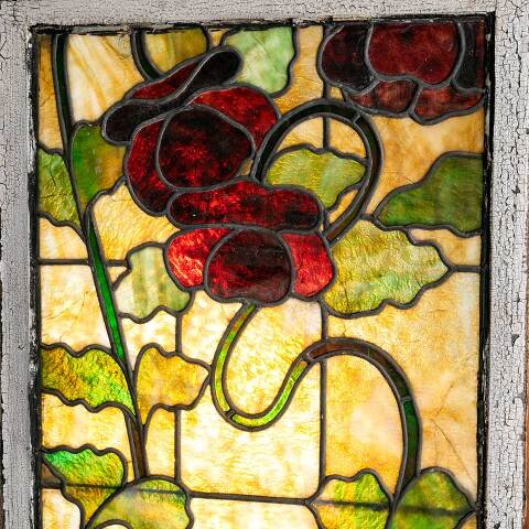 #51762 Salvaged Antique Stained Glass Window Set image 6