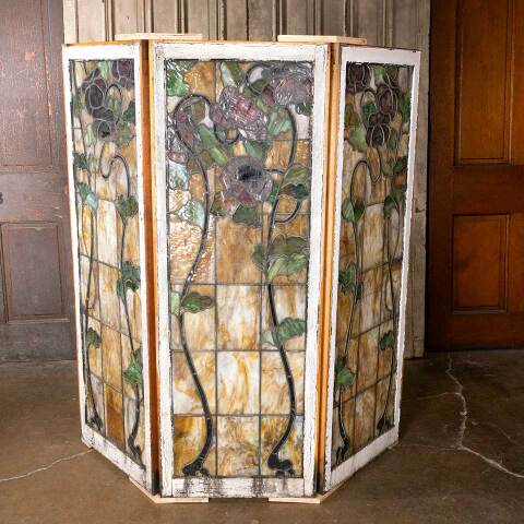 #51762 Salvaged Antique Stained Glass Window Set image 5