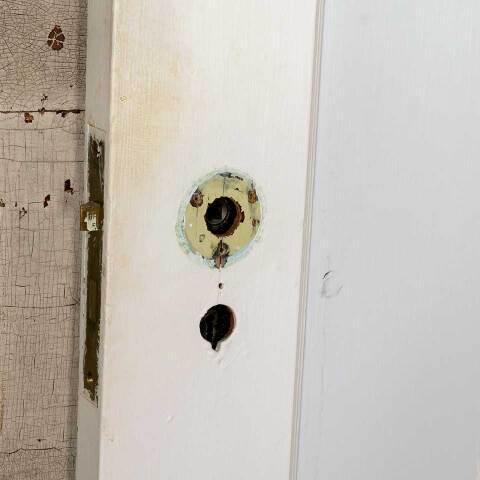 #52061 32x79 Salvaged Antique 2 Panel Interior Door image 8