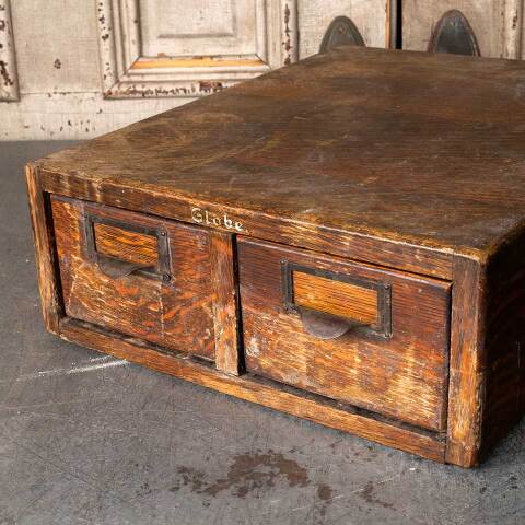 #52104 Antique Oak 2 Drawer Library Card Catalog image 3