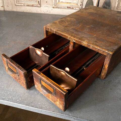 #52104 Antique Oak 2 Drawer Library Card Catalog image 4